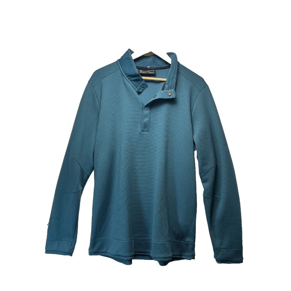 Under Armour Golf ColdGear Men's Blue Pullover Long Sleeve Quarter Snap Size XL